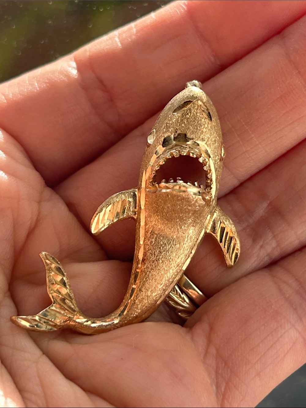 14k Solid Gold shark Pendant